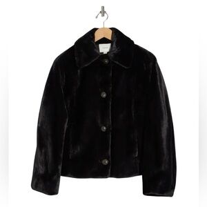 Vince Faux Fur Trucker Jacket, medium, black, luxury at its finest NWT